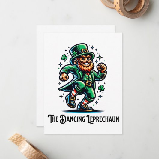 De Dansende Leprechaun Notitiekaartje (Voorkant / Achterkant in situ)