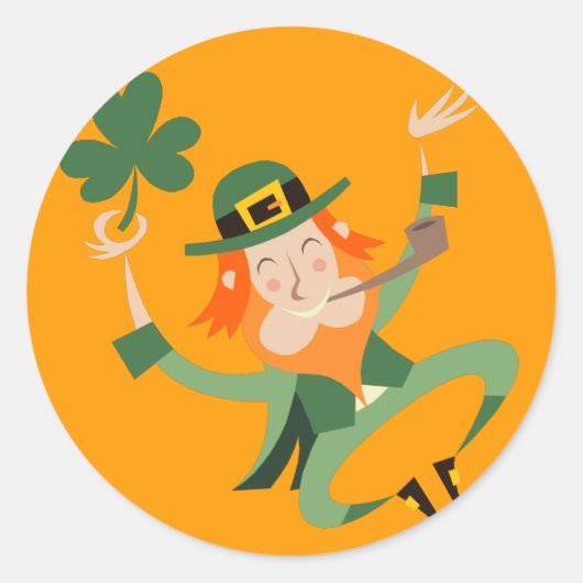 De Dansende Leprechaun Ronde Sticker (Voorkant)