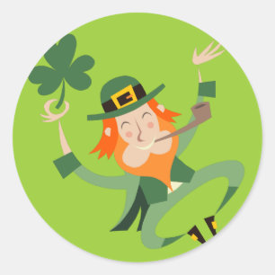 De Dansende Leprechaun Ronde Sticker