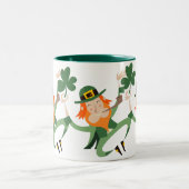 De Dansende Leprechaun Tweekleurige Koffiemok (Center)