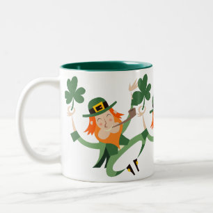 De Dansende Leprechaun Tweekleurige Koffiemok