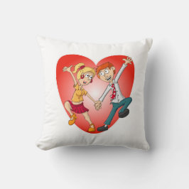 De dansende man en vrouw voor het Valentijn hart. Kussen