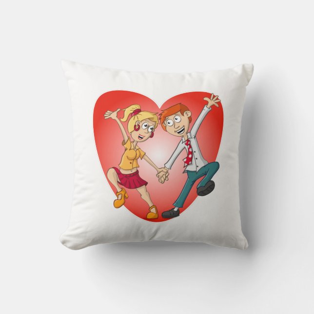De dansende man en vrouw voor het Valentijn hart. Kussen (Voorkant)