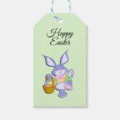 De dansende Paarse Groene Munt van de Paashaas Cadeaulabel (Voorkant)