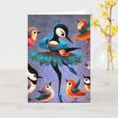 De dansende pauw kaart (Gele Bloem)