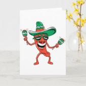 De dansende Peper van de Spaanse peper Kaart (Gele Bloem)