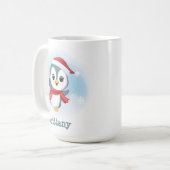 De Dansende Pinguïn Custom Naam Kerstmis 15oz Koffiemok (Voorkant links)