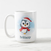 De Dansende Pinguïn Custom Naam Kerstmis 15oz Koffiemok (Links)