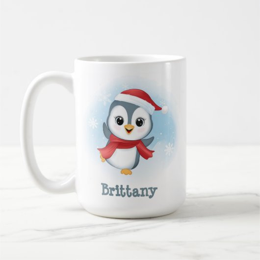 De Dansende Pinguïn Custom Naam Kerstmis 15oz Koffiemok (Links)