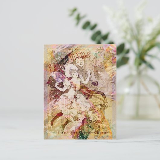 De danser en de pierrot kerst feestdagenkaart (Staand voorkant)