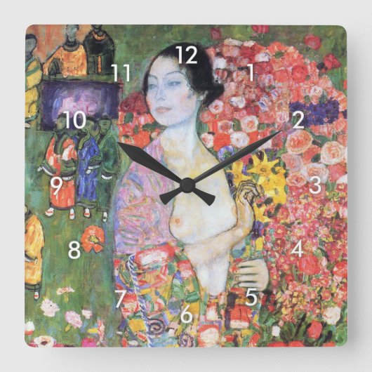 De danseres, Gustav Klimt Vierkante Klok (Voorkant)
