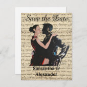 De dansers van de balkamer bewaren de datum aankondigingskaart (Voorkant / Achterkant)