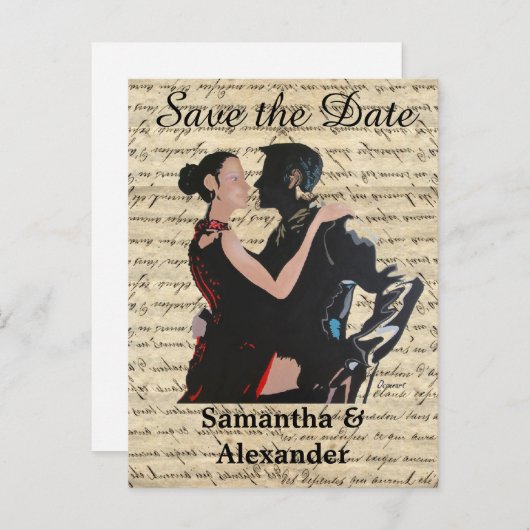 De dansers van de balkamer bewaren de datum aankondigingskaart (Voorkant / Achterkant)