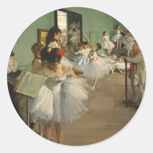 De dansklasse. Edgar Degas Ronde Sticker (Voorkant)