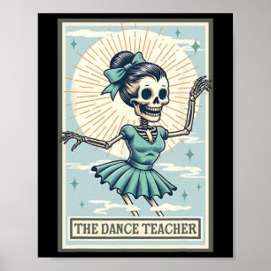 De dansleraar Skeleton Tarot Kaart Dansbal Poster
