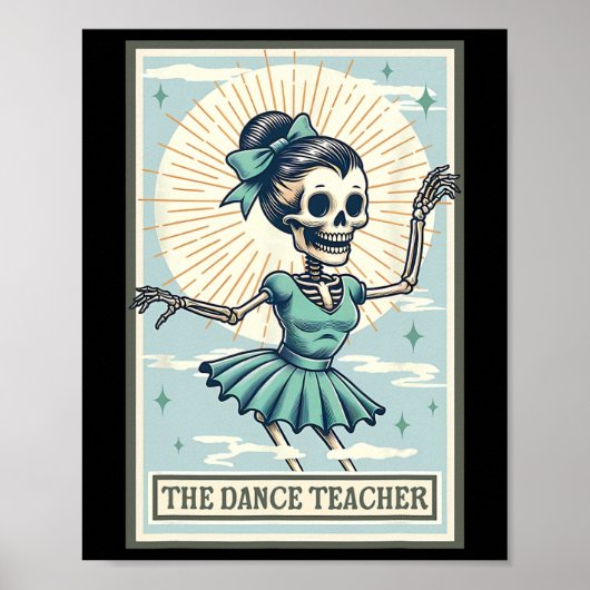 De dansleraar Skeleton Tarot Kaart Dansbal Poster (Voorkant)