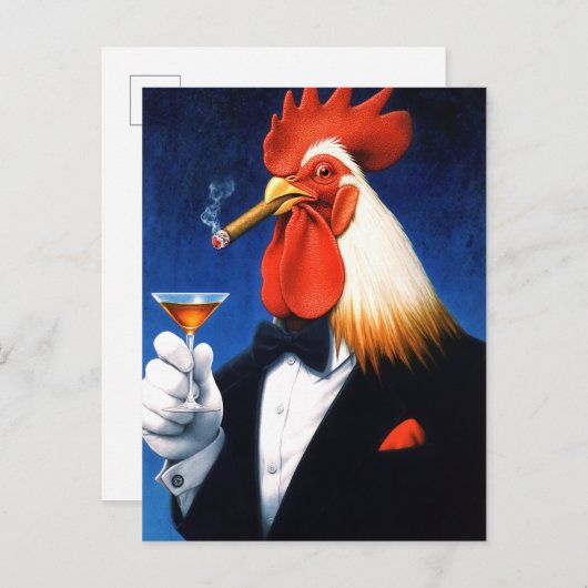 De Dapper Haan | Grappige herenclub Uitnodiging Briefkaart (Voorkant / Achterkant)