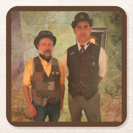De dapper mannen van Steampunk als een stevige Kartonnen Onderzetters (Voorkant)