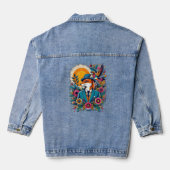 De Dapper Vos en kleurrijke bloemen Denim Jacket (Achterkant)