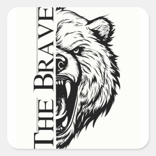 De dappere beer vierkante sticker (Voorkant)