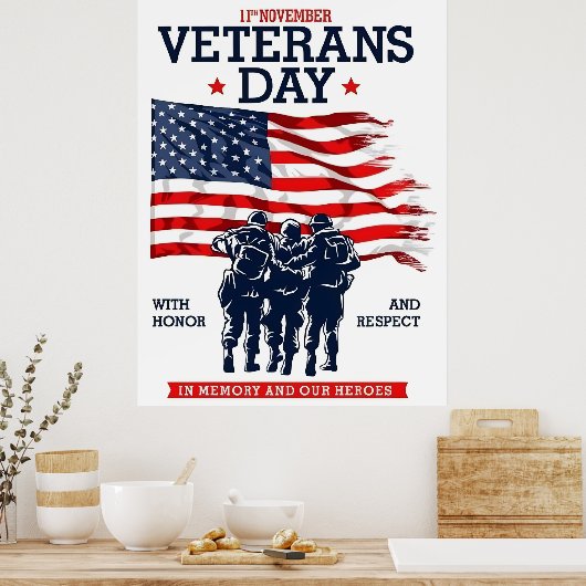 De dapperen herdenken op Veteranendag Poster (Keuken)