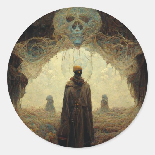 De Dark Fantasy Sci-Fi van de ingang Ronde Sticker (Voorkant)