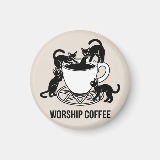 De Dark Lord Katten Aanbidden Koffie, Aanbidden Ko Magneet (Voorkant)