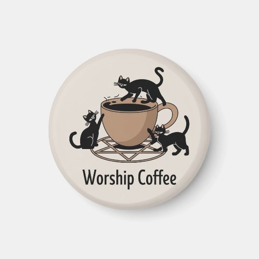 De Dark Lord Katten Aanbidden Koffie, Aanbidden Ko Magneet (Voorkant)