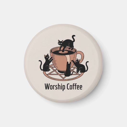De Dark Lord Katten Aanbidden Koffie, Aanbidden Ko Magneet (Voorkant)
