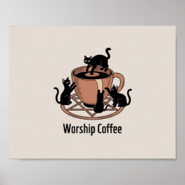 De Dark Lord Katten Aanbidden Koffie, Aanbidden Ko Poster