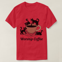 De Dark Lord Katten Aanbidden Koffie, Aanbidden Ko T-shirt