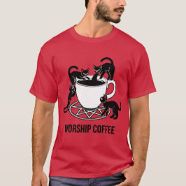 De Dark Lord Katten Aanbidden Koffie, Aanbidden Ko T-shirt