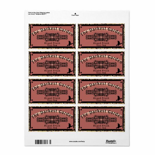 De Darkest Garden Jam Ever Etiket (Full Sheet)