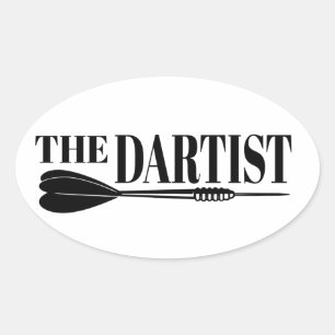 De Dartist Dart Artist van het dartboard Ovale Sticker