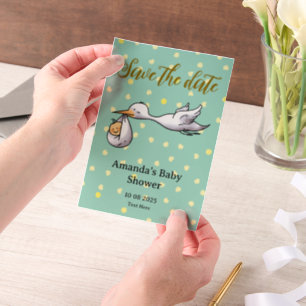 De datum baby shower opslaan vellum uitnodigingen