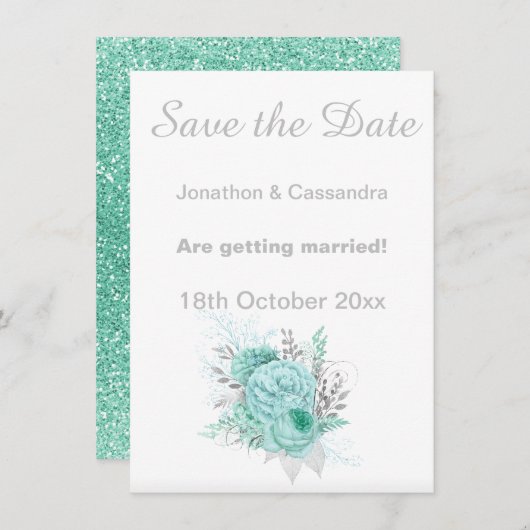 DE DATUM BEWAREN VAN ELEGANT WITTE SILVER AQUA (Voorkant / Achterkant)