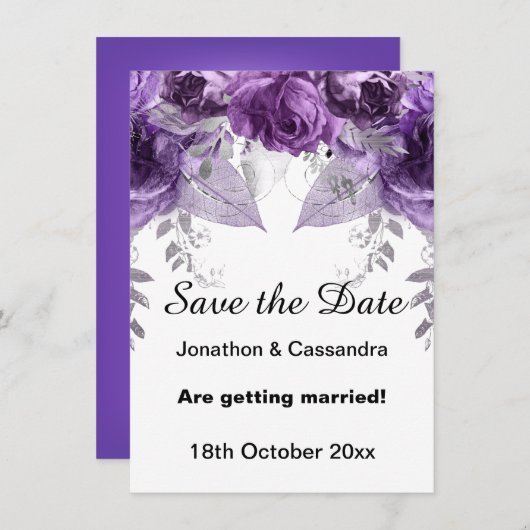 DE DATUM BEWAREN VAN ELEGANTE PAARSE METALLIGE STR (Voorkant / Achterkant)