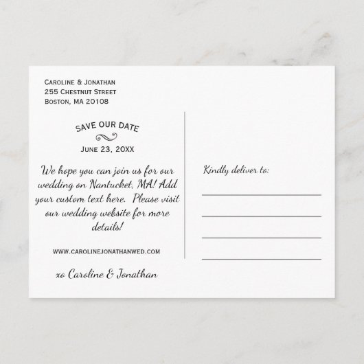 De datum-fotokaart opslaan | Trendy, modern, Casua Aankondigingskaart (Achterkant)