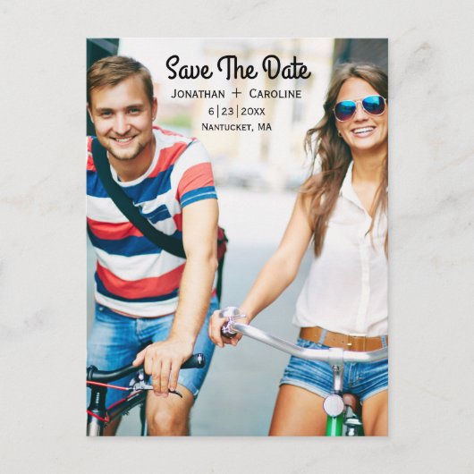 De datum-fotokaart opslaan | Trendy, modern, Casua Aankondigingskaart (Voorkant)