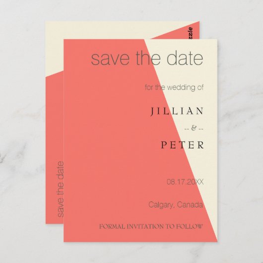 De datum geometrische koraal opslaan briefkaart (Voorkant / Achterkant)