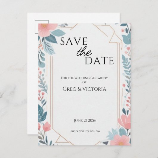 De datum handmatig opslaan uitnodiging briefkaart (Voorkant / Achterkant)