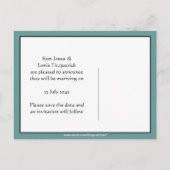 De datum kalm houden en opslaan (volledig aanpasba aankondigingskaart (Achterkant)