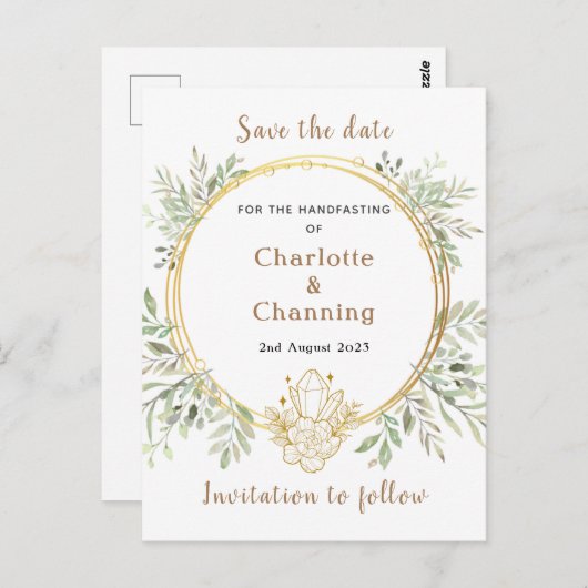 De datum na Kaart opslaan | Handfasting | Weddensc (Voorkant / Achterkant)