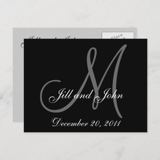 De datum opslaan Aangepaste monogram Briefkaarten (Voorkant / Achterkant)