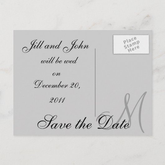 De datum opslaan Aangepaste monogram Briefkaarten (Achterkant)