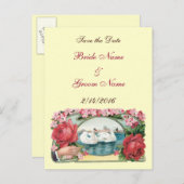 De datum opslaan Aangepaste Rozen en zwanen Briefk Aankondigingskaart (Voorkant / Achterkant)