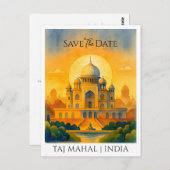 De datum opslaan Aankondigen | Taj Mahal Vintage Briefkaart (Voorkant / Achterkant)