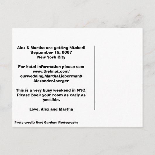 De datum opslaan aankondigingskaart (Achterkant)