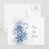 De datum opslaan Blue Foral Briefkaart (Voorkant / Achterkant)