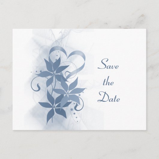 De datum opslaan Blue Foral Briefkaart (Voorkant)